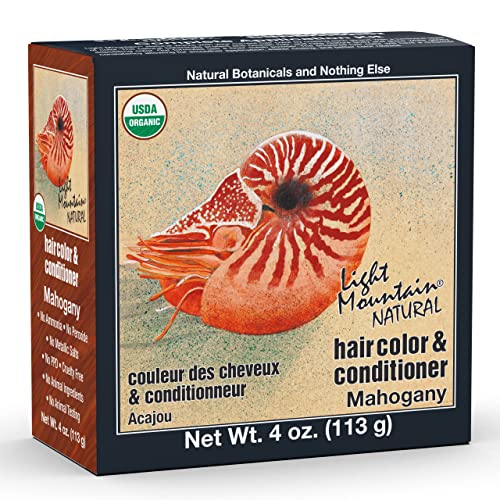 Light Mountain Henna Hair Color & Conditioner - Mahogany Hair Dye for Men/Women, Organic Henna Leaf Powder and Botanicals, Chemical-Free