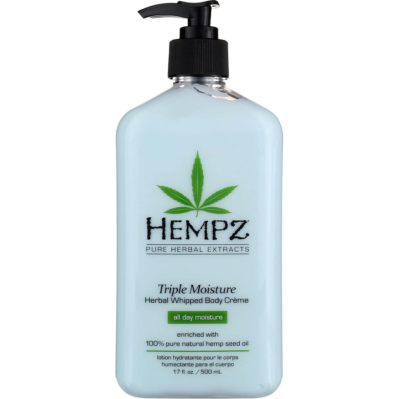 Hempz Body Moisturizer Triple Moisture 17 Ounce Pump (500ml) (Pack of 6)