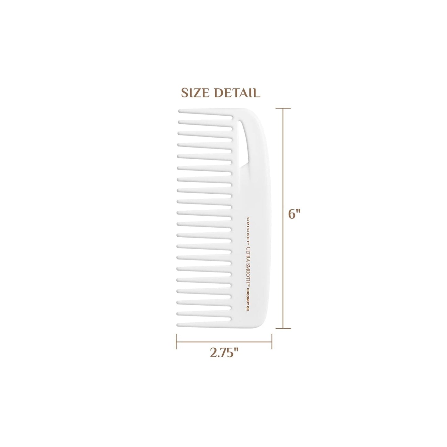 Cricket Ultra Smooth Coconut Conditioning Comb - Infused with Coconut Oil & Keratin for Frizz-Free Shine and Hydration, Ideal for Mid-Length, Thick