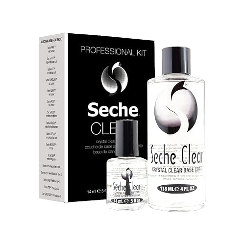 Seche clear professional kit, crystal clear base coat for nail polish, 4 oz & 0.5 oz refill, 4 Fl Oz Beauty & Personal Care Seche