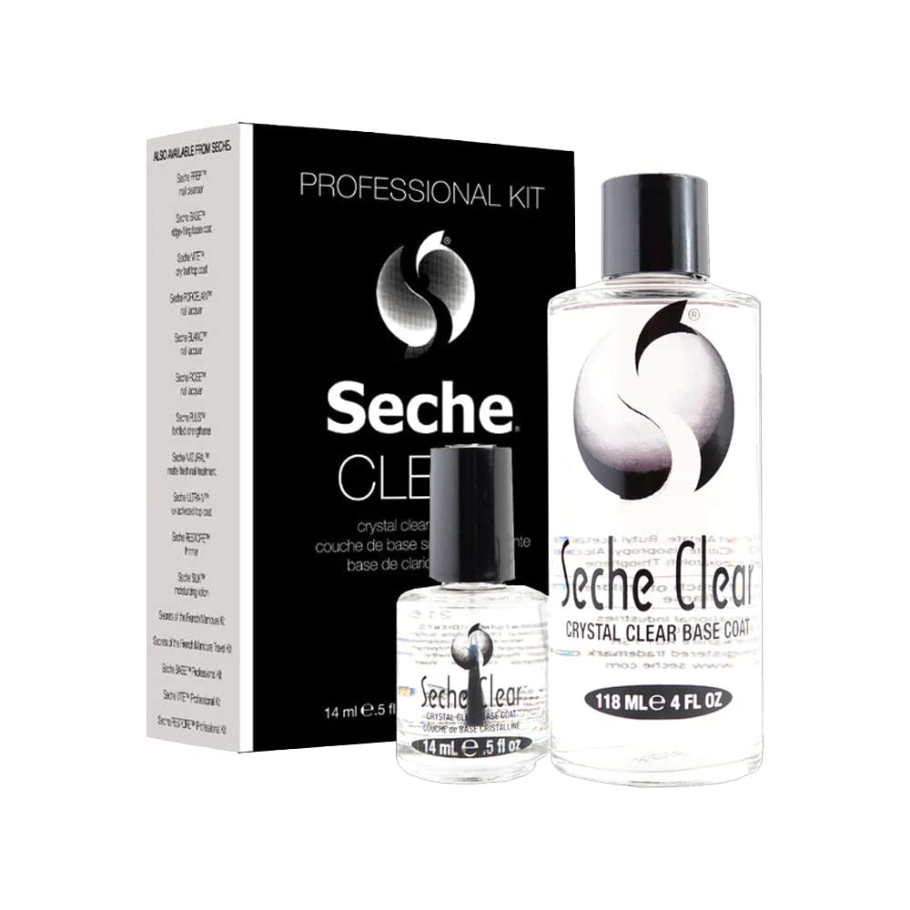 Seche clear professional kit, crystal clear base coat for nail polish, 4 oz & 0.5 oz refill, 4 Fl Oz Beauty & Personal Care Seche