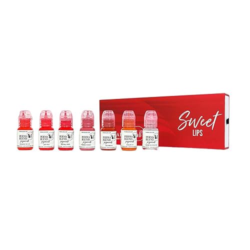 Perma Blend Sweet Lip Set - Pink & Red Tattoo Ink Set for Permanent Makeup - Lip Blushing & Microblading Kit -Tattoo Supplies for PMU - 6 Pigments +