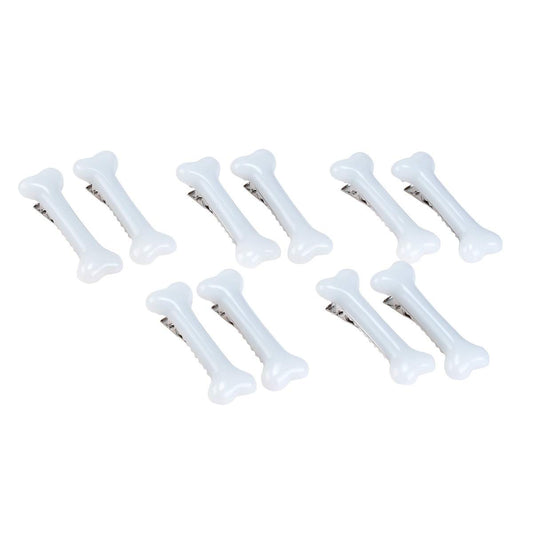 BinaryABC White Dog Bone Hair Clips Hairpins Barrette,Halloween Cosplay Party Accessories,10Pcs