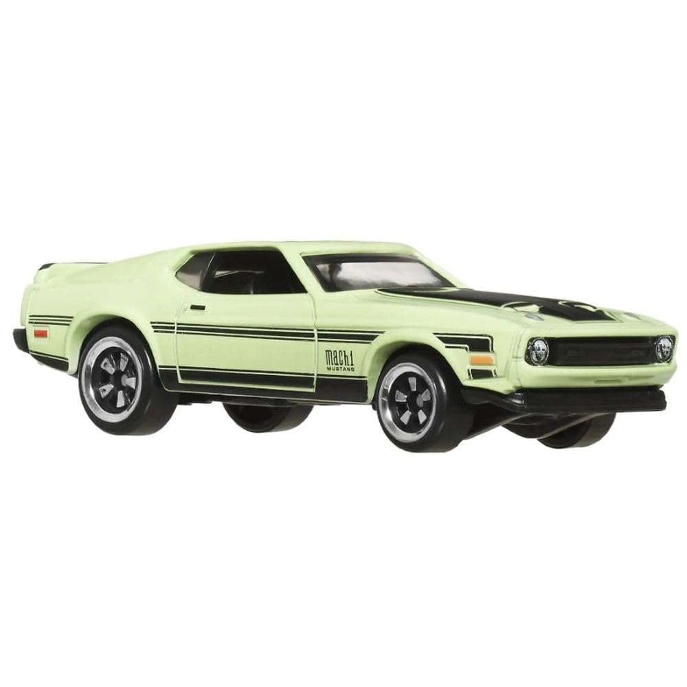 Hot Wheels '71 Ford Mustang Mach 1 [Green], 3/5 Series, 1:64 Scale Die-Cast Car