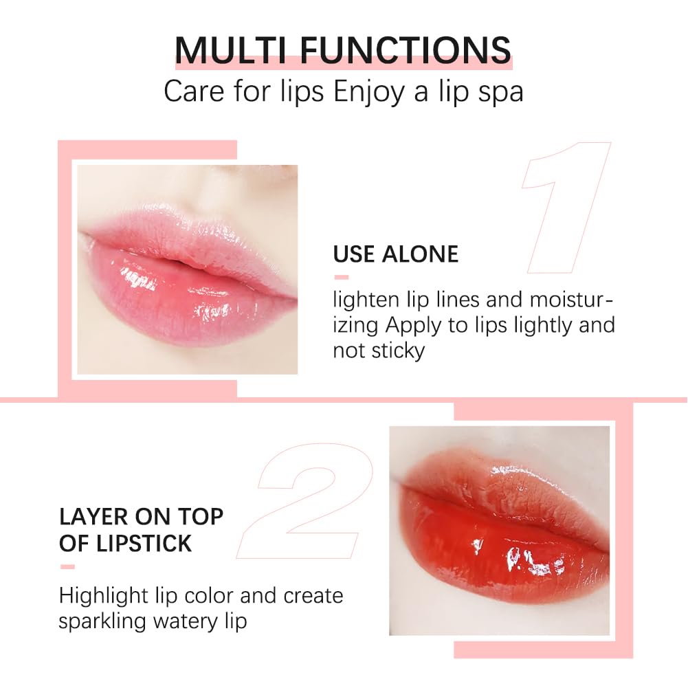 Fovcos Hydrating Lip Glow Oil, Moisturizing Lip Glow Oil, Lip Plumper Gloss, Transparent Lip Gloss, Lip Oil, Plumping Lip Oil, Lip Balm, Tinted Lip