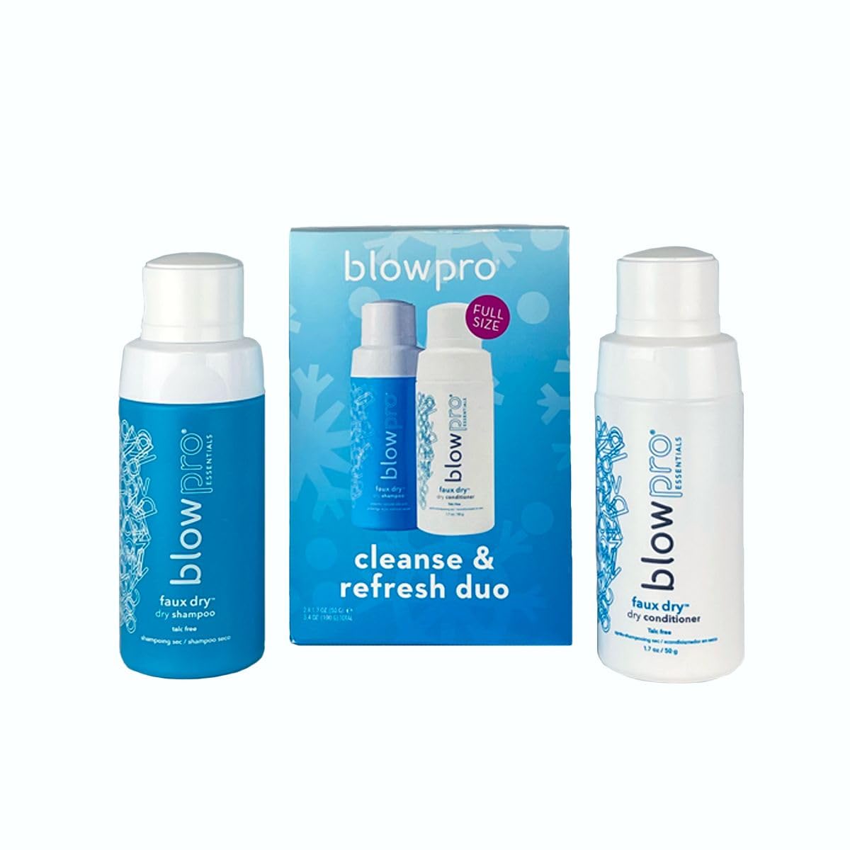 blowpro Faux Dry Shampoo & Conditioner 1.7oz Travel Kit, Remove Excess Oil & Condition Hair without Water! Precise Applicator "Pouf" Technology