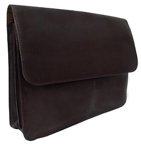 Piel Leather Three-Section Flap Portfolio, Chocolate, One Size
