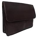 Piel Leather Three-Section Flap Portfolio, Chocolate, One Size