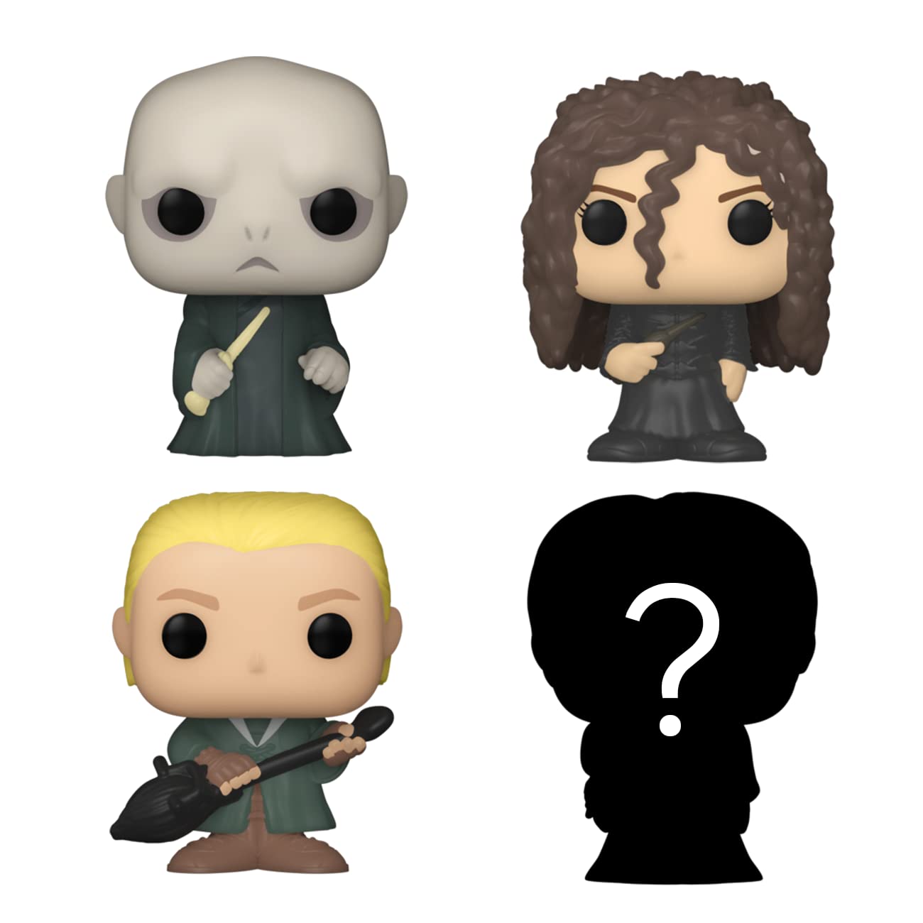 Funko Bitty POP! HP - Voldemort, 4-Pack - Lord Voldemort, Draco Malfoy (Quidditch), Bellatrix Lestrange and A Surprise Mystery Mini Figure - 0.9 Inch…