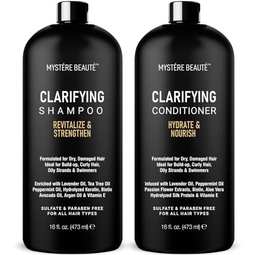 Clarifying Shampoo and Conditioner Set- Hydrating, Calming & Removes Buildup, For All Hair Types, Clarifying Cleanse for Dirt, Oil & Hard Water