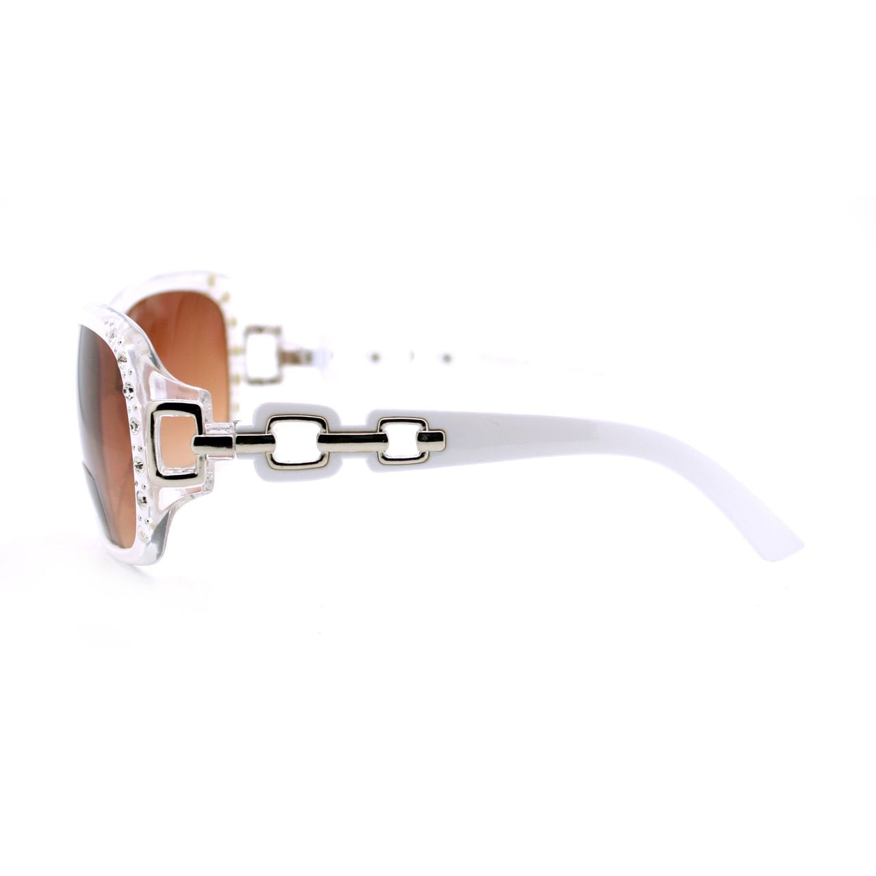 Womens Bifocal Lens Sunglasses Oversized Square Rhinestone Frame White +3.50
