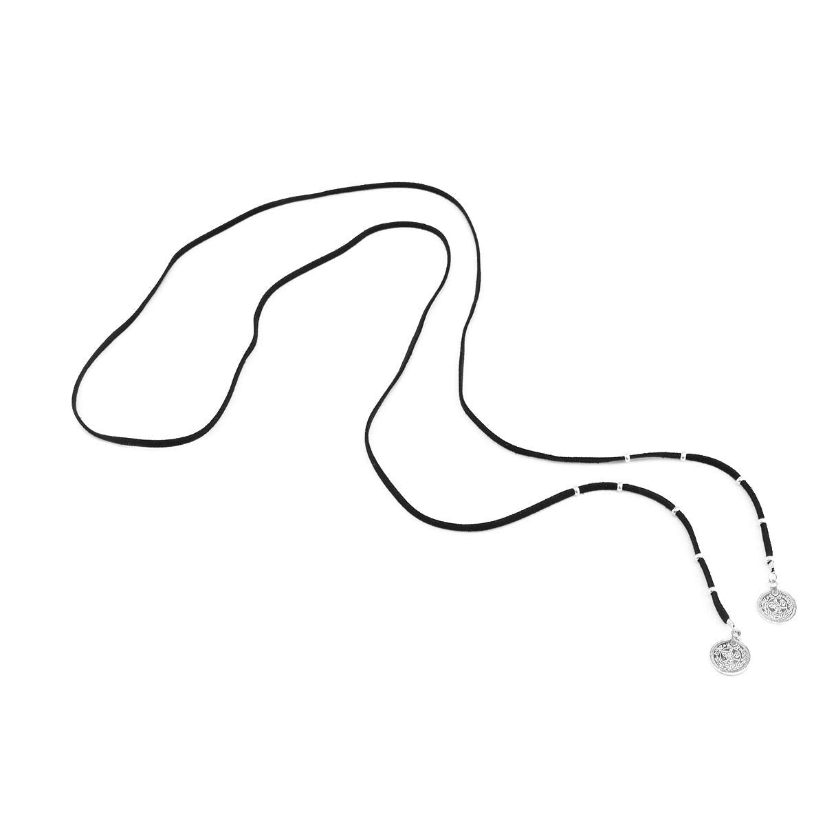 DoubleNine Bohemian Wrap Choker Layered Necklace Retro Vegan Suede Lariat Beach Accessories with Coin Tassels for Women Girls