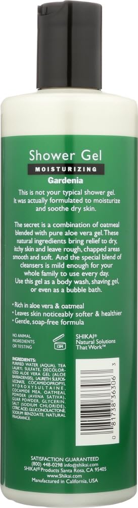 ShiKai All Natural Moisturizing Shower Gel, Gardenia, 12-Ounces (Pack of 3)