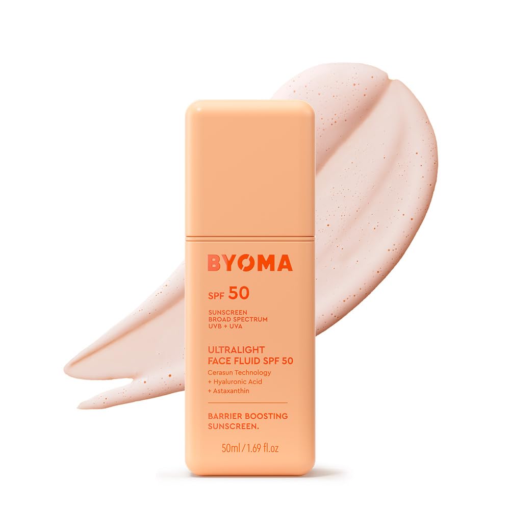 BYOMA SPF 50 Face Fluid - Ultra-Lightweight Facial Sunscreen for All Skin Tones - Luminous Glow, No White Cast - SPF Moisturizer Strengthens Skin Beauty and Personal Care BYOMA