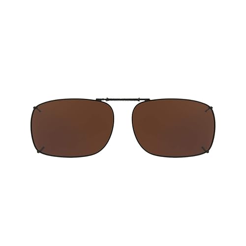 Dioptics Solar Shield 1 REC Clip On Sunglasses Polarized Rectangular, Brown Driving, 52 mm