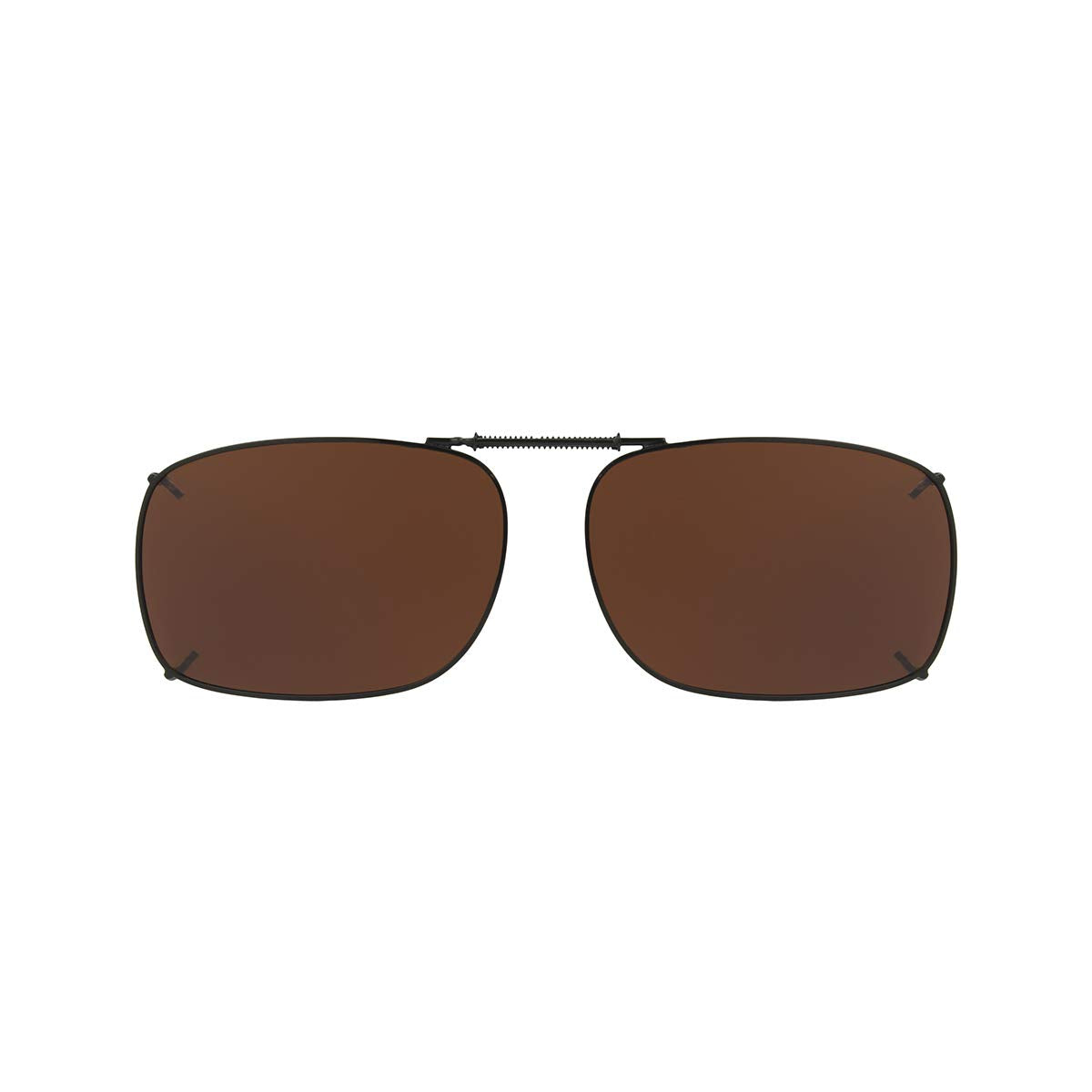 Dioptics Solar Shield 1 REC Clip On Sunglasses Polarized Rectangular, Brown Driving, 52 mm