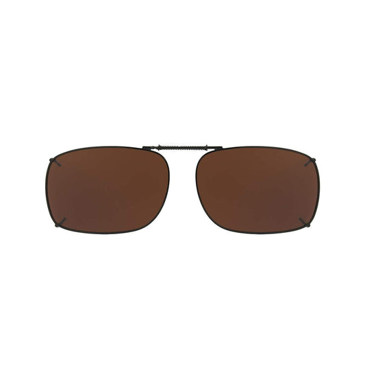 Dioptics Solar Shield 1 REC Clip On Sunglasses Polarized Rectangular, Brown Driving, 52 mm