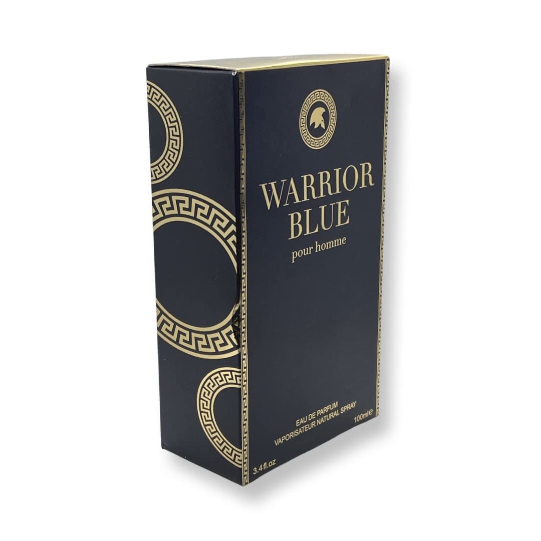 United Scents WARRIOR BLUE pour homme Eau de Parfum - 3.4 Fl Oz Fragrance for Men - Top Notes: Mint, Green Apple and Lemon