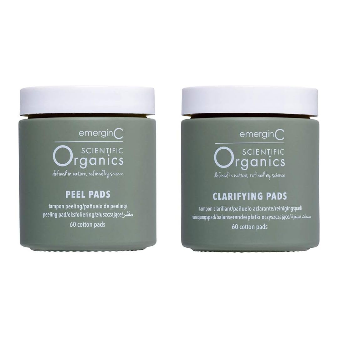 emerginC Scientific Organics At-Home Facial Peel + Clarifying Kit - Exfoliating Facial Peel Pads to Help Minimize the Appearance of Fine Lines