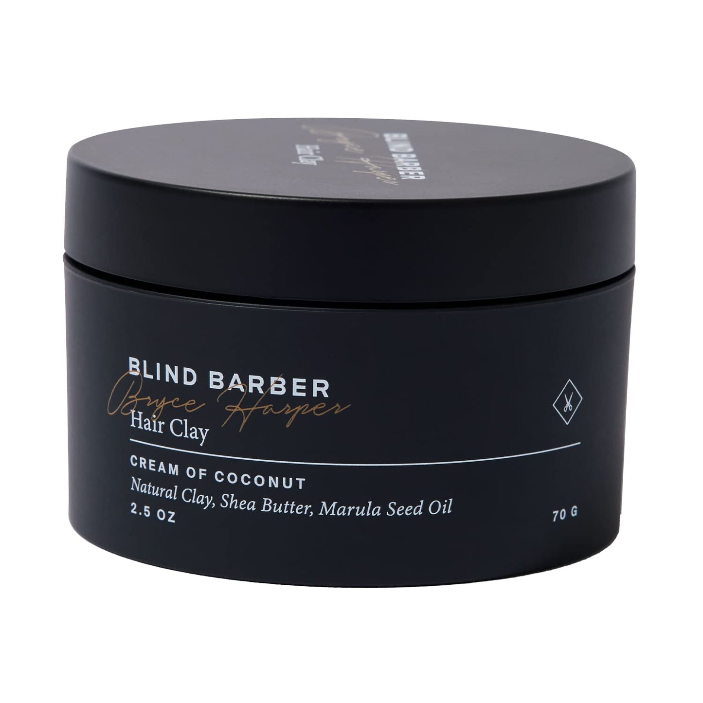 Blind Barber Bryce Harper Hair Clay - Matte Clay Pomade for Men - Medium to Strong Hold - Infused with Kaolin, Shea Butter & Marula Seed Oil - Coconut
