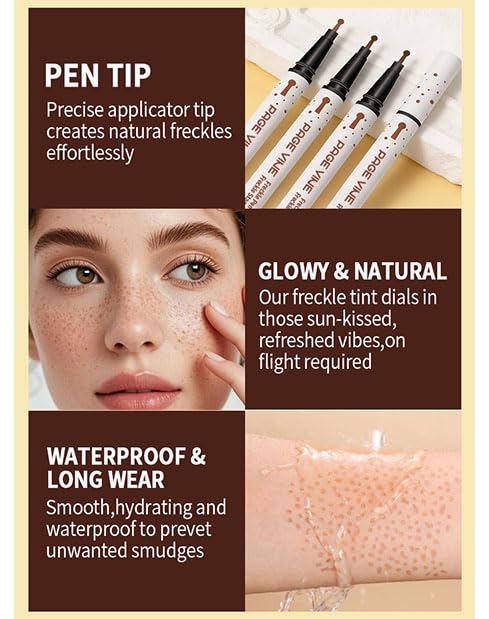 TAIKELOP Dual-Ended Freckle Stamp Pen - Realistic Faux Freckles Makeup with Soft Sponge Stamp & Precision Tip - Waterproof Long-Lasting Freckle Marker
