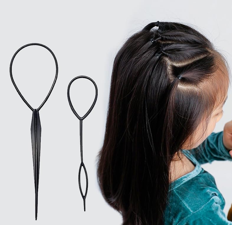 1Set(2pcs) Plastic Magic Hair Braid Ponytail Maker Clip Tool Simple Diy Hair Style Accessories Styling (Black)