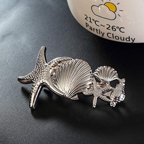 2 Pack Metal Starfish Shell Hair Clips French Clips Hair Barrettes Hair Pins Hair Slide Stylish for Women Girl Gold or Silver Hair Jewelry Accessories