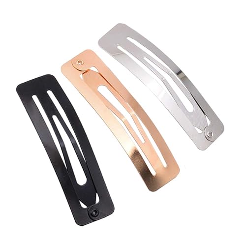 30Pcs No Slip Metal Snap Hair Clips Grips Hair Barrettes Rectangle BB Clips for Women Hair Accessories, 60mm (Silver, Black and Rose Gold)