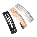 30Pcs No Slip Metal Snap Hair Clips Grips Hair Barrettes Rectangle BB Clips for Women Hair Accessories, 60mm (Silver, Black and Rose Gold)