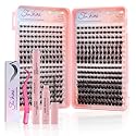 Cluster Eyelash Extension Kit, Extra Large Capacity Set, DIY Individual Lash Extension at Home…