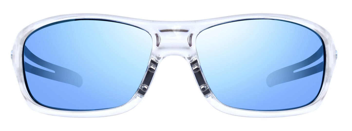 Revo Sunglasses Coast: Polarized Lens with Medium Sport Wrapped Frame, Crystal Frame with Blue Water Lens