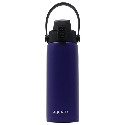 New Aquatix (Purple, 21 Ounce) Pure Stainless Steel Double Wall Vacuum Insulated Sports Water Bottle Convenient Flip Top Cap with Removable Strap