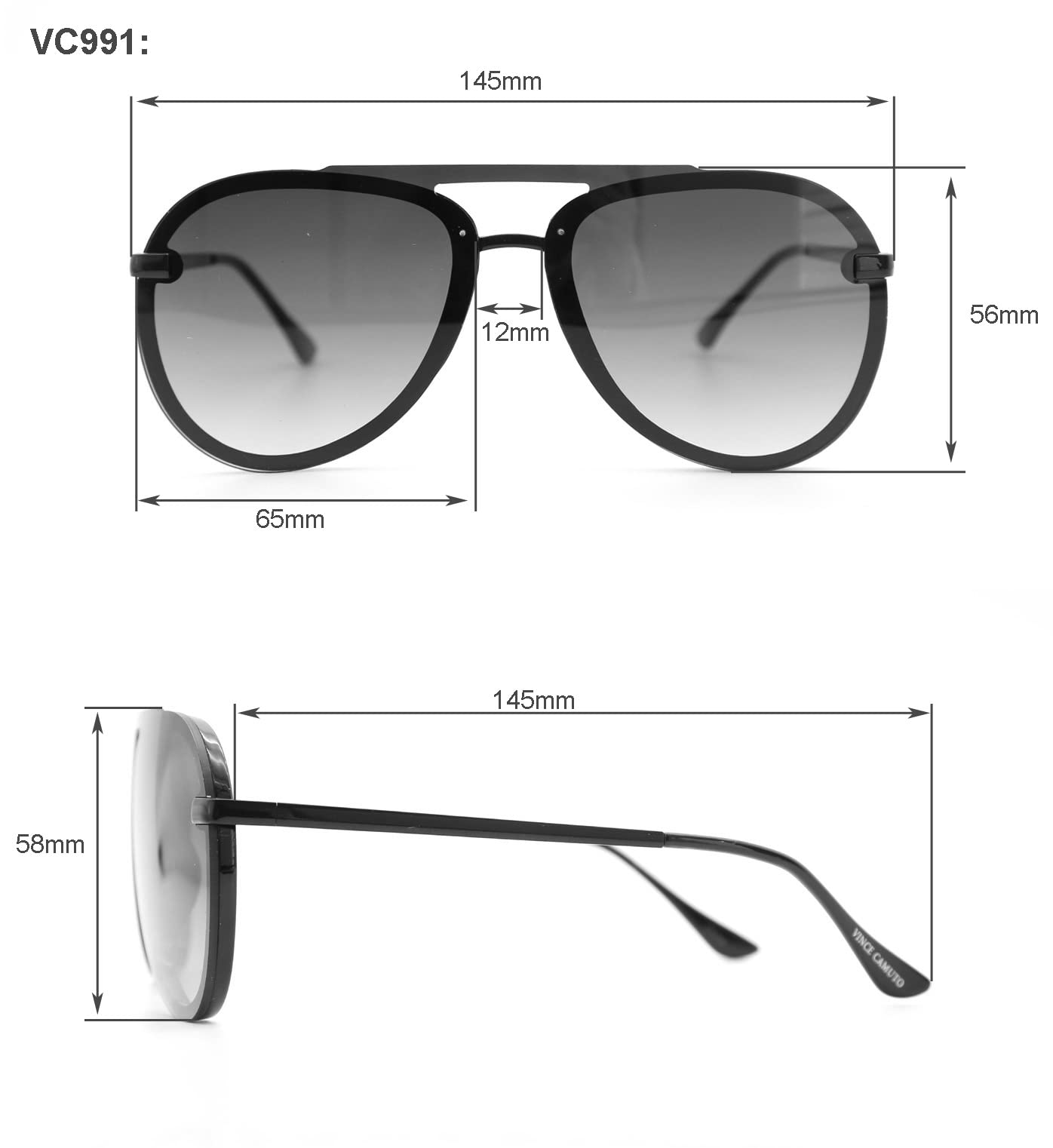 Vince Camuto VC991 Metal 100% UV Protective Women's Aviator Pilot Sunglasses. Luxe Gifts for Her, 65 mm