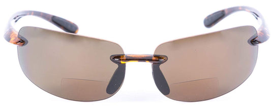 "Lovin Maui" Wrap Around Non-Polarized Version Nearly Invisible Line Bifocal Sunglasses (Tortoise, 2.0)