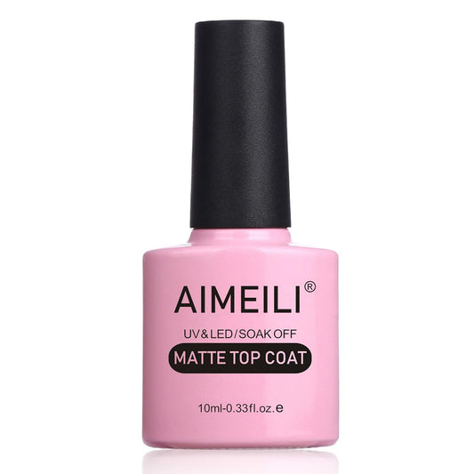 AIMEILI Soak Off U V LED Hema Free Gel Nail Polish, Cruelty Free, Vegan, No Wipe Matte Top Coat 10ml