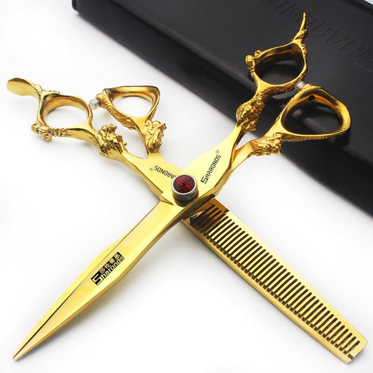 Professional Hair Clipper Set - 6/7/7.5/8/9-inch Stainless Steel Sharp Blades for Hairdressers (7 inch-2pc-A) Beauty and Personal Care SHARONDS