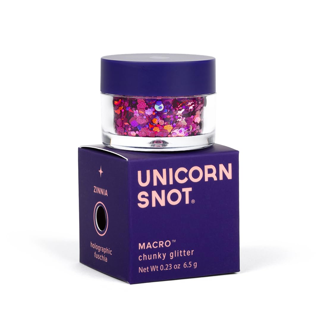 UNICORN SNOT Macro Face & Body Glitter | Cosmetic Grade Large-Particle Loose Glitter | Safe for Face, Easy Application & Removal - Zinnia (Pink)