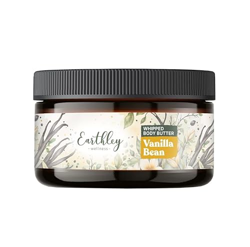Earthley Wellness Whipped Body Butter Vanilla, Natural Body Butter with Mango Butter & Apricot Oil, Nourishing Skin Butter for Dry Skin