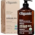 Cliganic Organic Argan Oil 16oz with Pump, 100% Pure | Bulk for Hair, Face & Skin (Packaging May Vary)