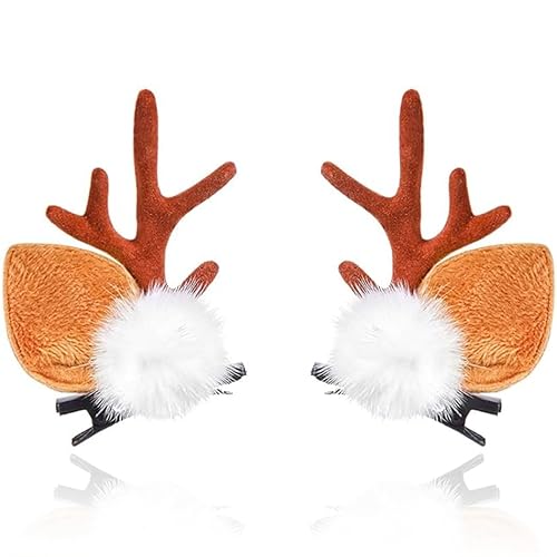 BARTOSI Christmas Hair Clips Reindeer Antlers Hair Clip Xmas Deer Antler Hairpins Holiday Hair Accessories for Women(Pack of 2)