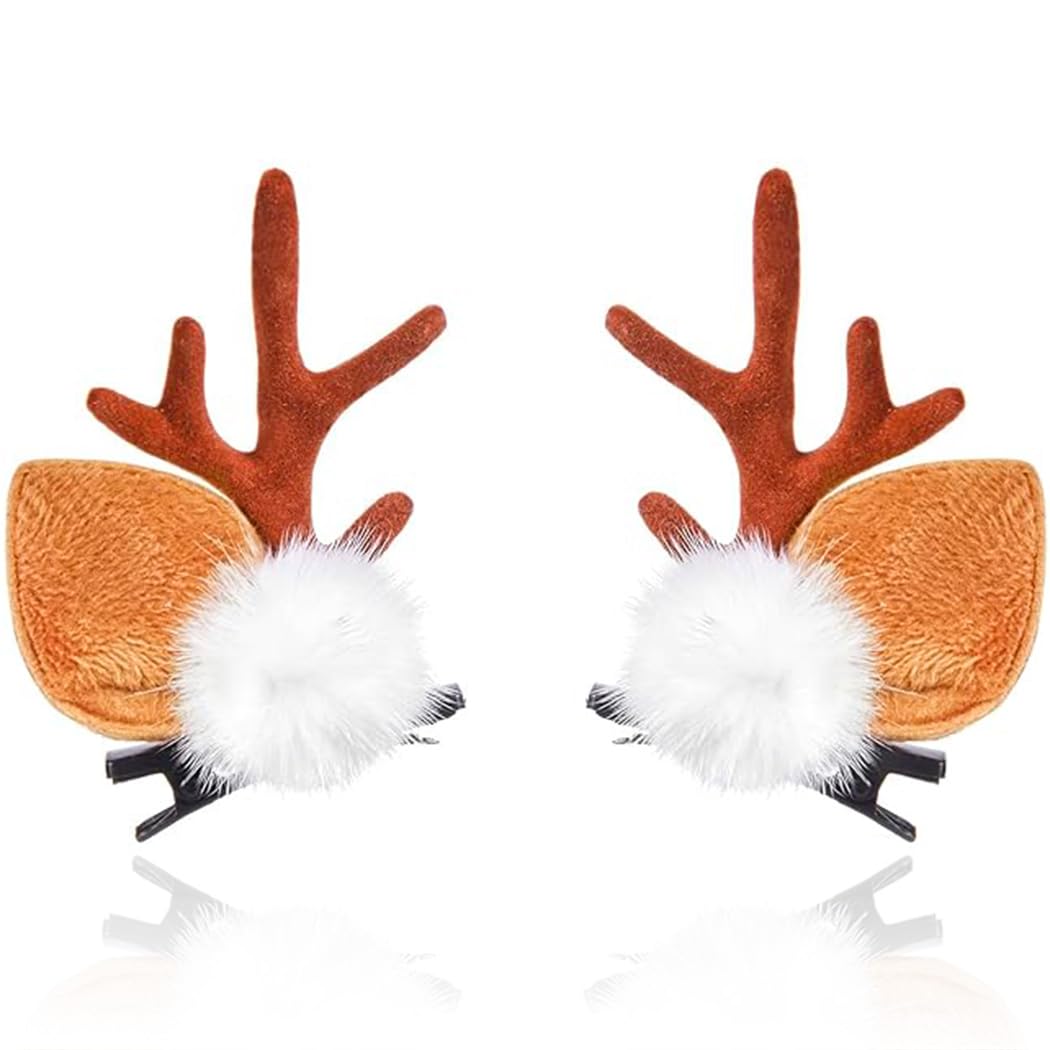 BARTOSI Christmas Hair Clips Reindeer Antlers Hair Clip Xmas Deer Antler Hairpins Holiday Hair Accessories for Women(Pack of 2)