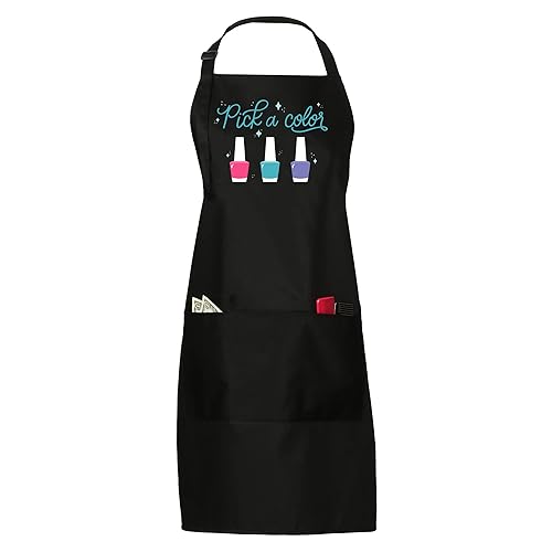 Pick A Color Nail Tech Apron - Nail Technician Apron for Women - Manicurists, Nail Art Supplies for Nail Salons, 3 Pocket Cosmetology Smock