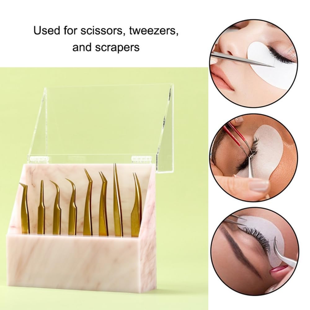 Dust-proof Tweezers Holder Lash Extension Supply Stand Holder, 8 Holes Tweezers Storage Holder for Eyelash Extensions Supplies Acrylic Display Stand