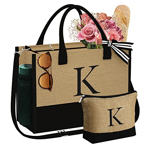 Yoolife Gifts For Women - Birthday Personalized Gift Mom Sister Teacher, K Initial Tote Bag, Her, Friend Wife