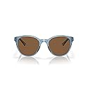 Oakley Women's OO9474 Spindrift Round Sunglasses, Matte Transparent Stonewash/Prizm Bronze, 52 mm