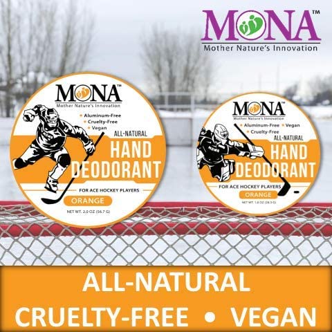 MONA BRANDS All Natural HAND DEODORANT for Ace Hockey Players - For athletes who wear gloves - Vegan, Non-GMO, Cruelty free - ORANGE Scent - 1oz Beauty and Personal Care MONA