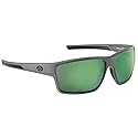 Flying Fisherman Mojarra Polarized Rectangular Sunglasses, Matte Gray Frame/Amber-Green Mirror Lens, Medium