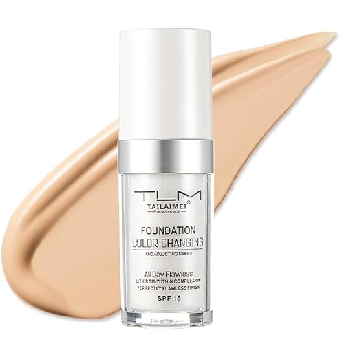 TLM Foundation Color Changing,TLM Colour Changing Liquid Foundation Hides Wrinkles & Lines,BB Cream Makeup Base Concealer Cover Moisturizing Fluid