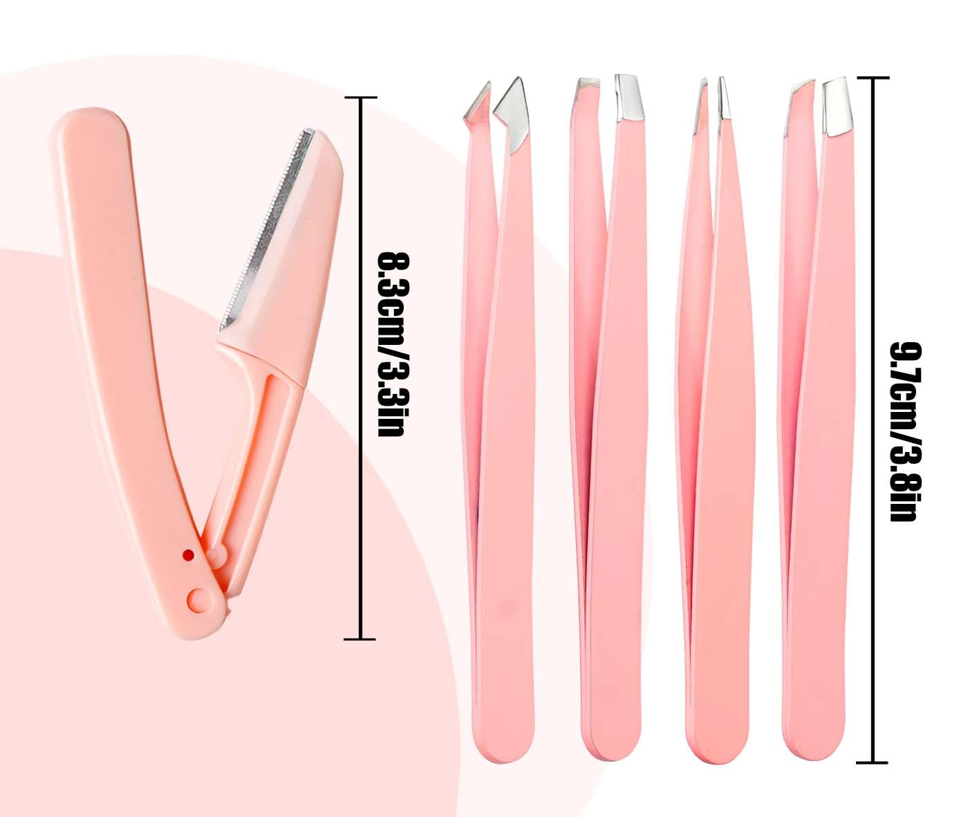 Muzioiernsu Tweezers for Women Facial Hair Eyebrow Kit Tweezer Set Pink Beauty and Personal Care Muzioiernsu