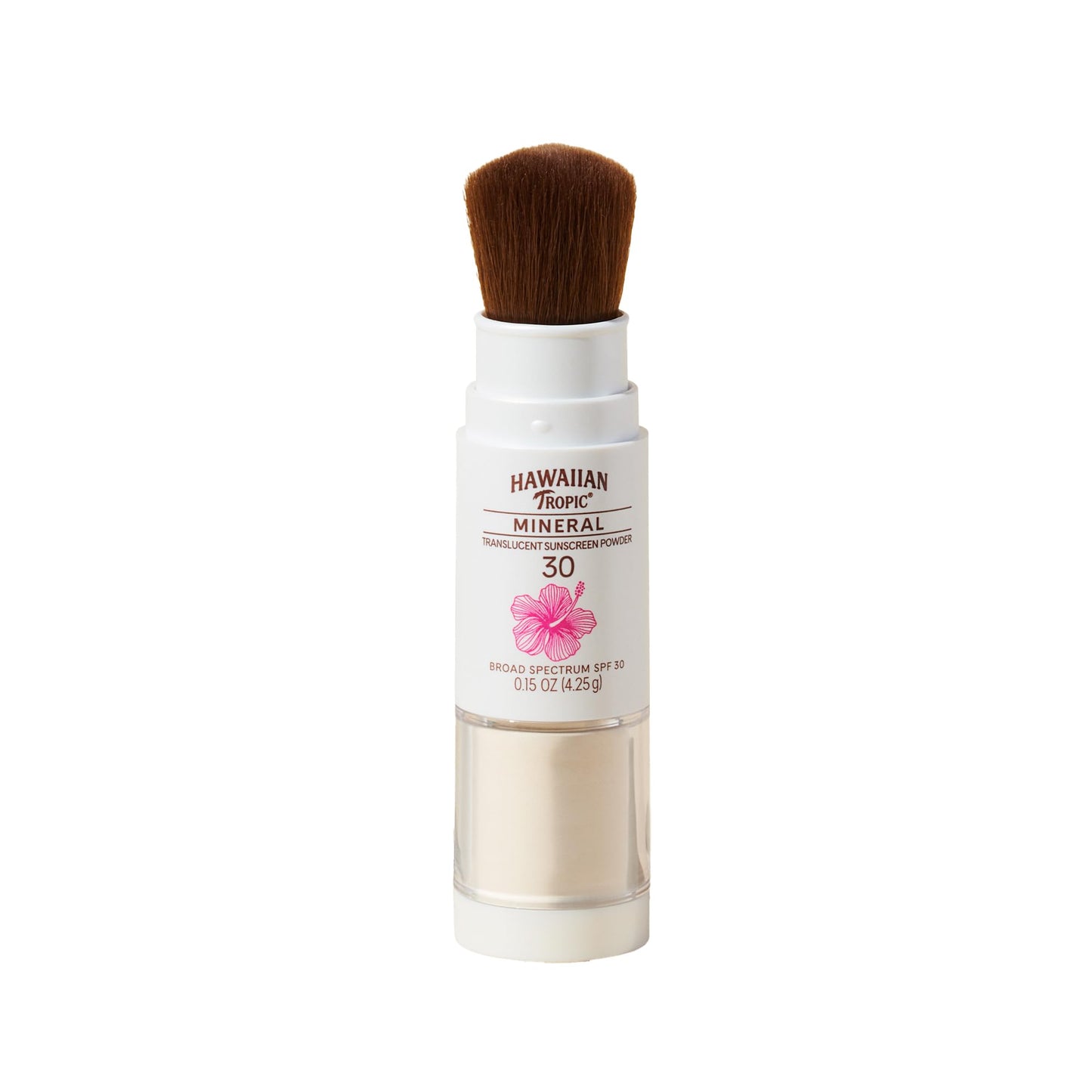 Hawaiian Tropic Mineral Powder Sunscreen Brush SPF 30 | Beach Essentials, Zinc Oxide Mineral Sunscreen Powder SPF, Face Sunblock Travel Size, Brush